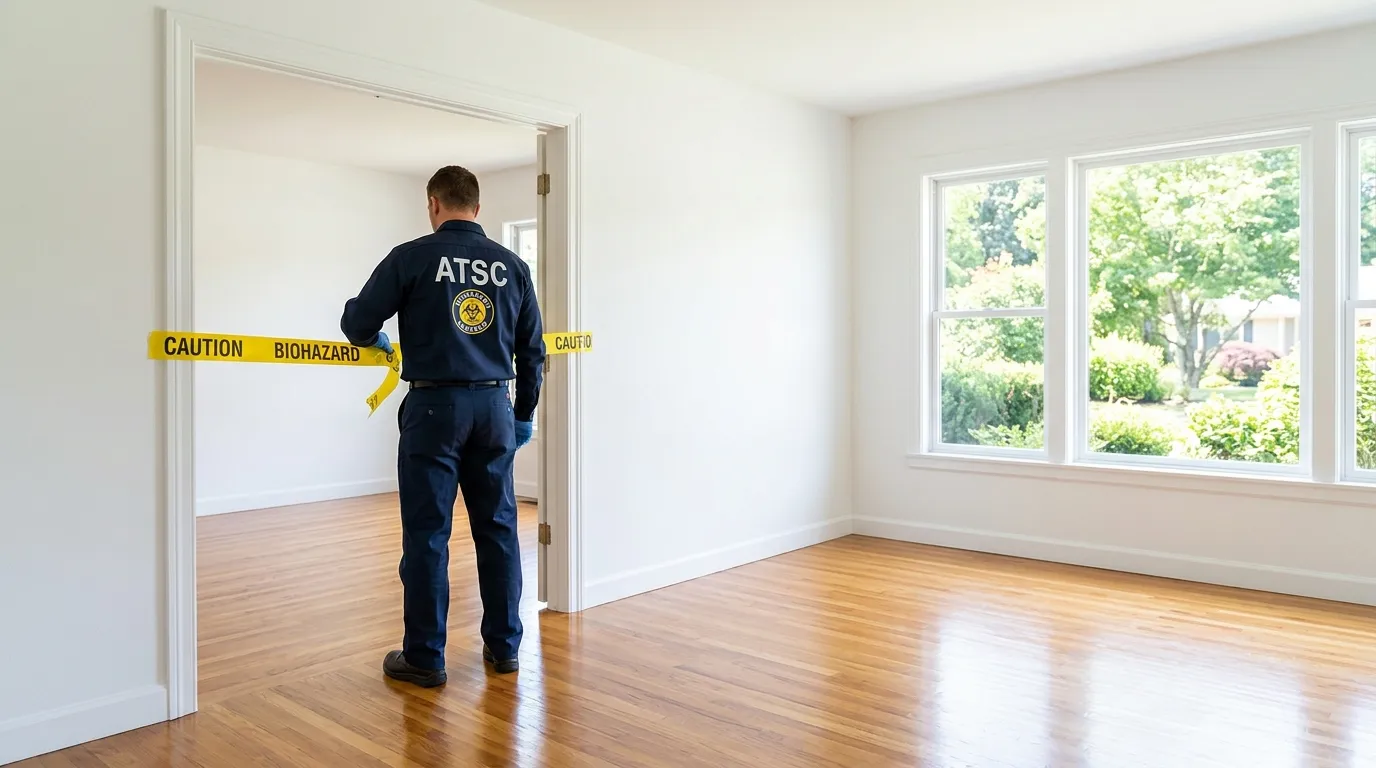 Certified biohazard cleanup crew performing Trauma Scene Cleanup in Middleborough Center